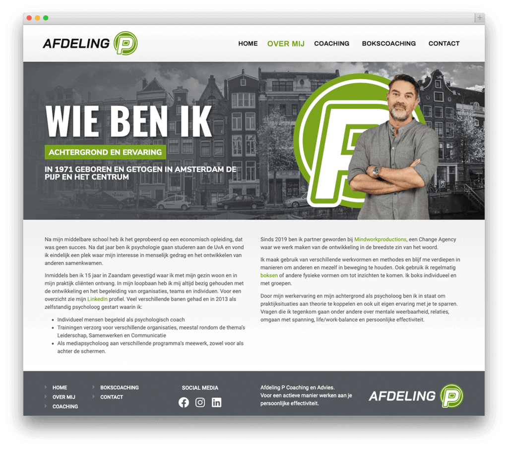 Over mij pagina met foto en achtergrondinformatie.