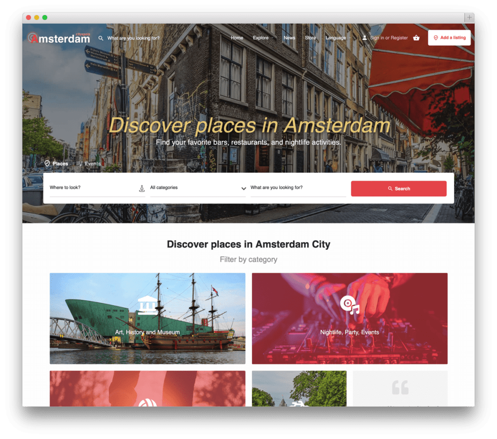 Ontdek locaties in Amsterdam: bars, restaurants, evenementen.