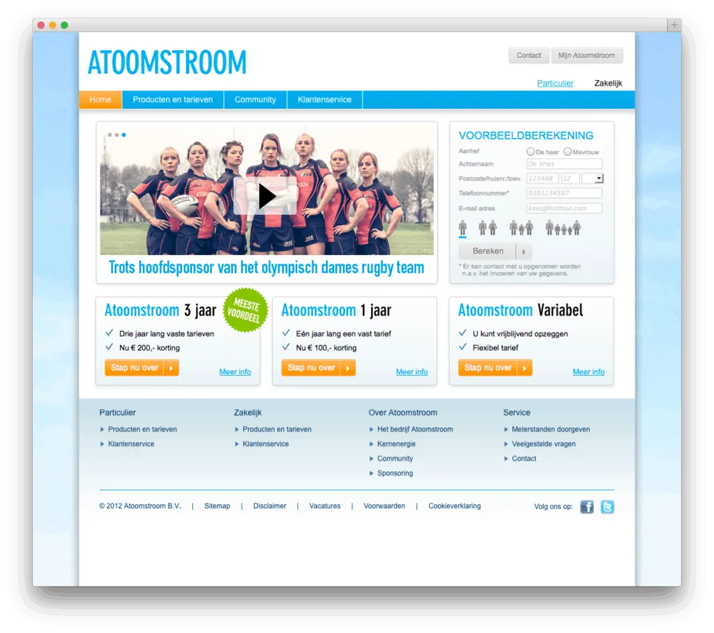 Atoomstroom energieopties en sponsorschap dames rugbyteam
