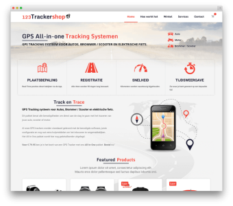 Website 123Trackershop voor GPS-tracking systemen.
