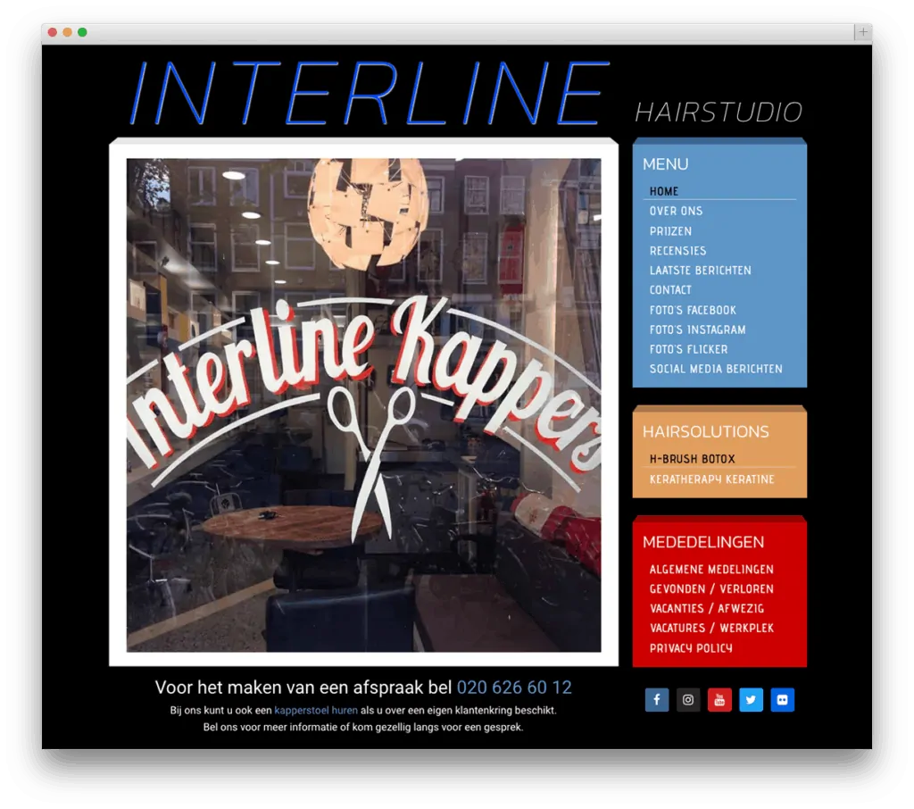 Interline Kappers winkelruit met schaarlogo zichtbaar.