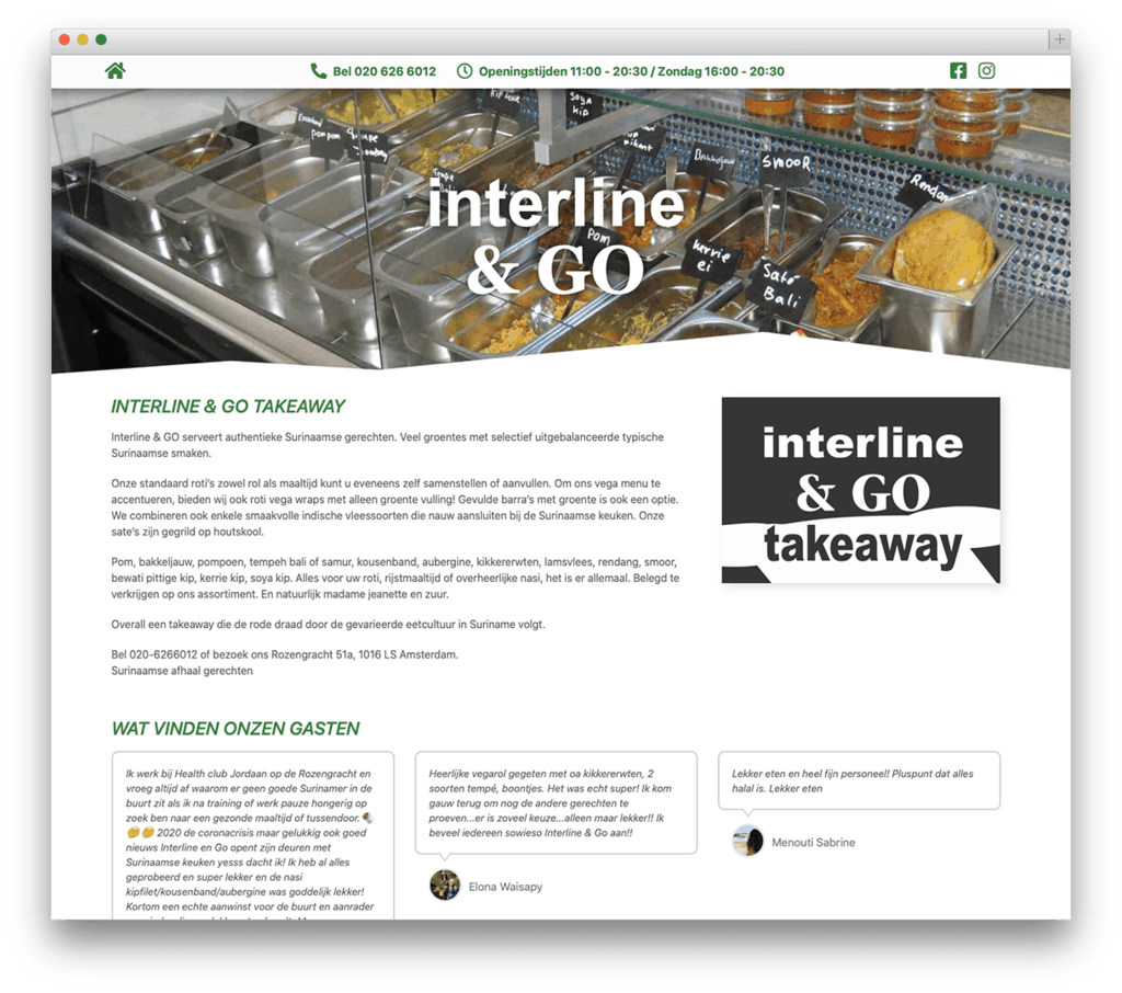 Interline & GO Surinaamse gerechten afhaalmenu