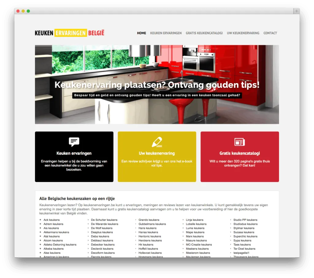 Keukenervaringen website met tips en catalogi