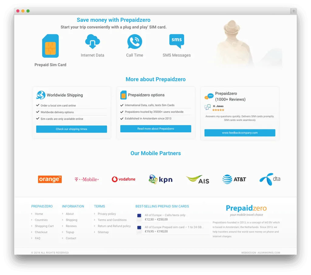 Prepaid SIM-kaarten en partnernetwerken overzicht